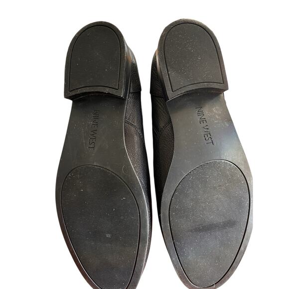 Nine West Women's Black Leather Low Heeled Casual Preppy Dress Shoes Size 8.5 M - Picture 13 of 15